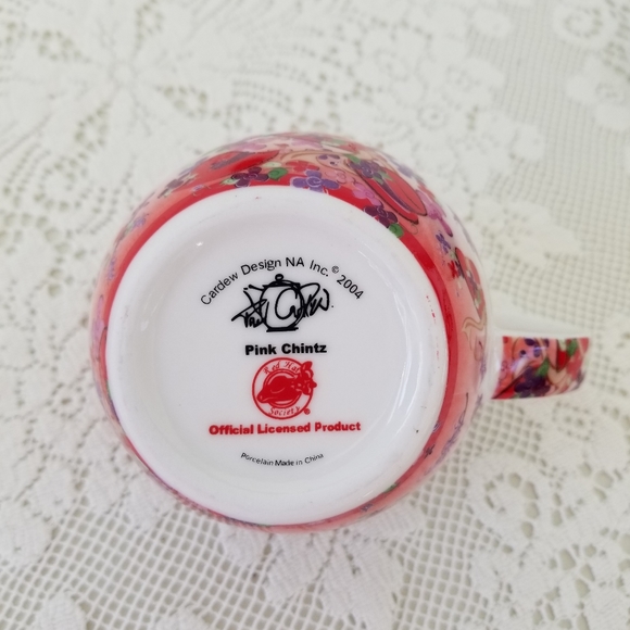 Red Hat Society Paul Cardew Pink Chintz 2004 Porcelain Creamer And Sugar Bowl - Picture 10 of 10